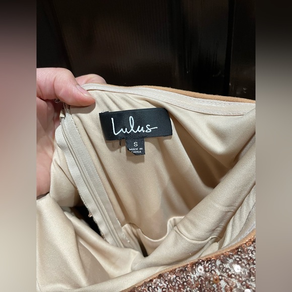 - Lulu’s small rose gold strapless sequin dress - Picture 6 of 8